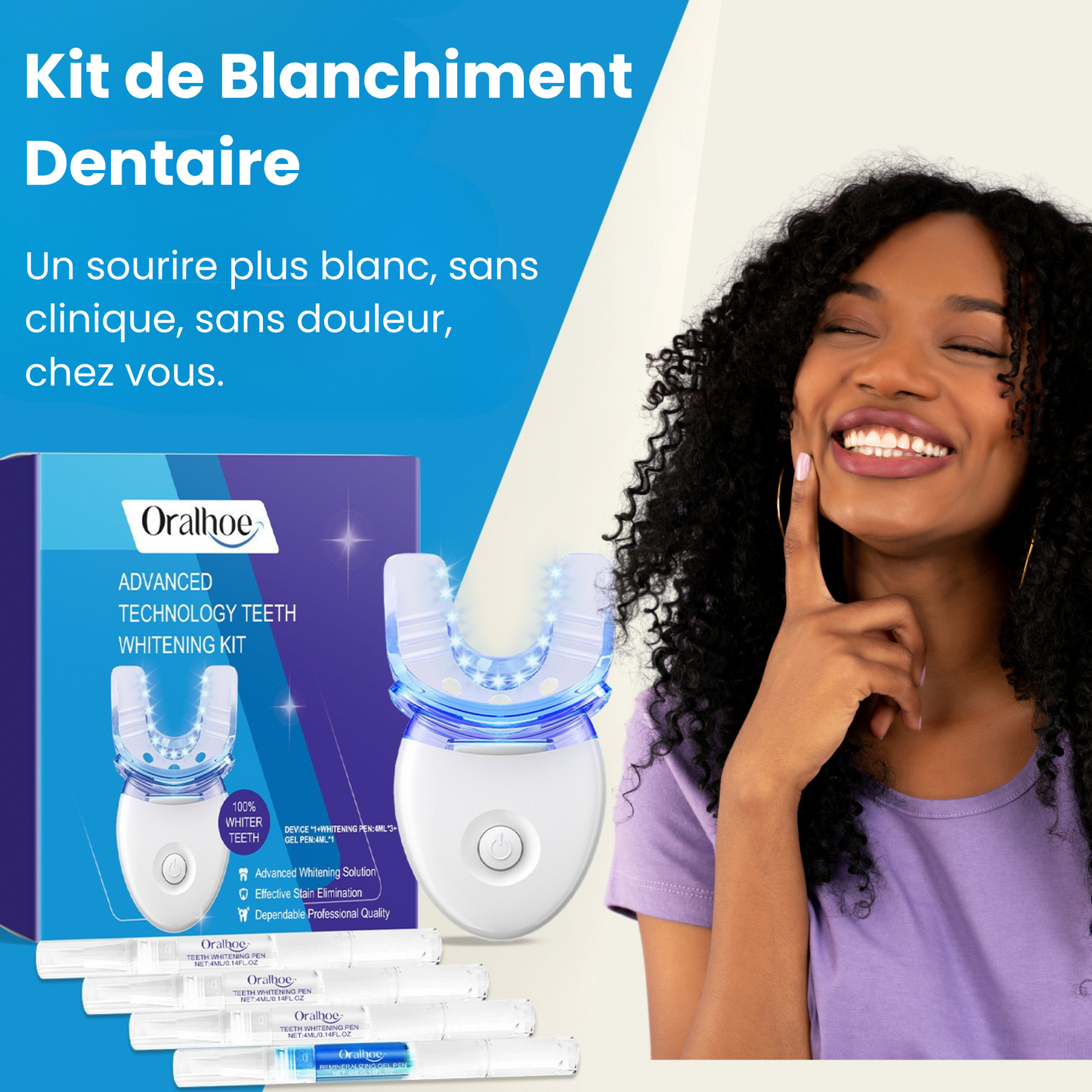 🦷 Kit de Blanchiment Dentaire LED – Usage à domicile